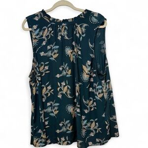 LOFT Teal‎ Floral Sleeveless Blouse